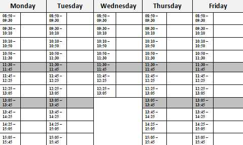 new time table